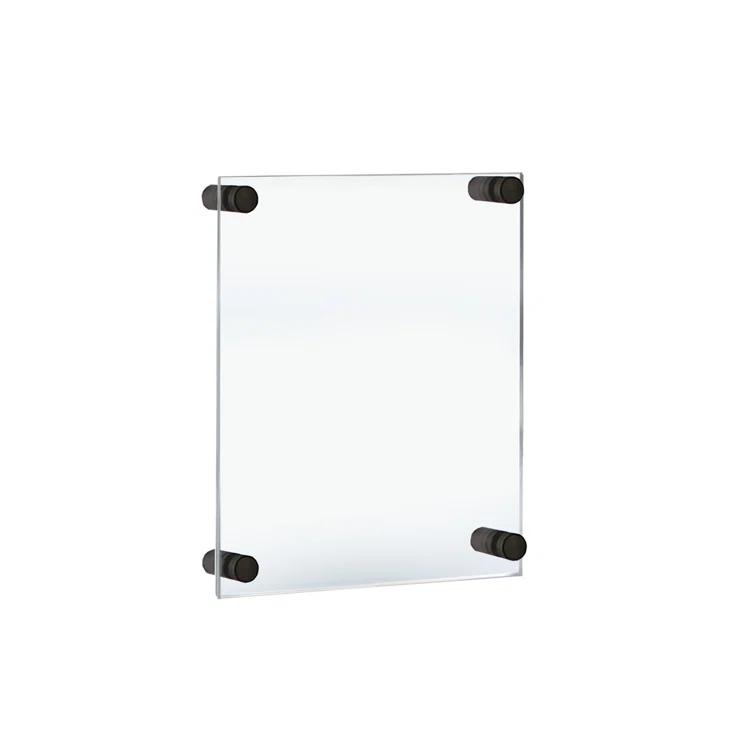 Azar Displays Floating Acrylic Wall Frame with Black Stand Off Caps: 18" x 24" Graphic Size, Overall Frame Size: 22" x 28"