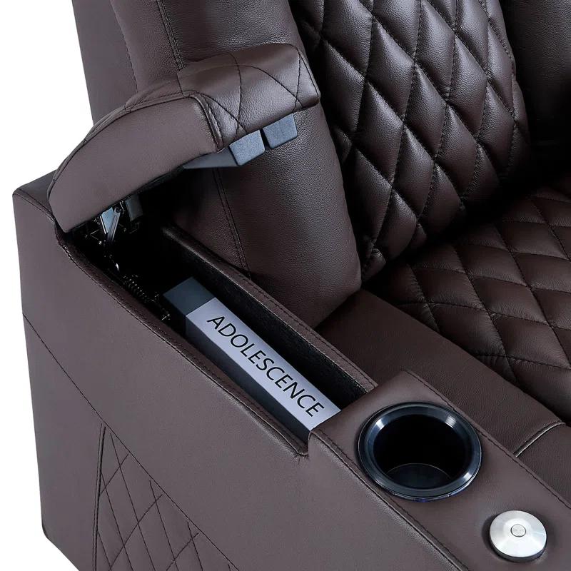Ivy Bronx Ivy Bronx Leather Home Theater Seating Dual Power Movie Theater Chairs Theater Recliner Sofa