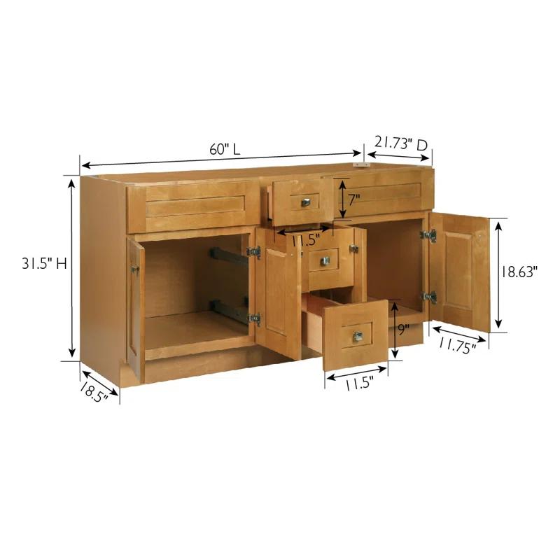 Brookings 60 Inch Bathroom Vanity, Shaker, Solid Wood, Fully Assembled, Sherwin Williams – Design House, 214999