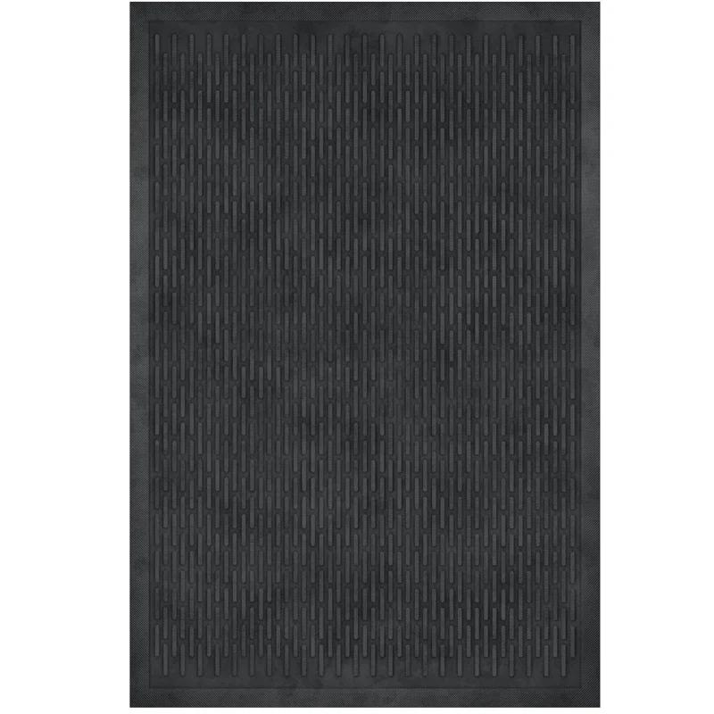 Ottomanson Easy clean, Waterproof Non-Slip Indoor/Outdoor Rubber Doormat, Black
