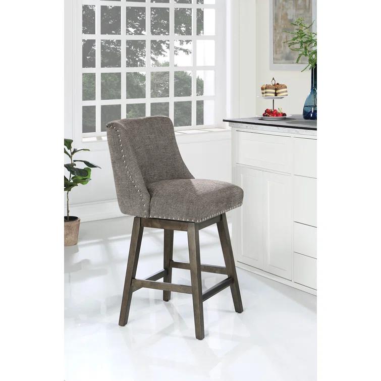 OSP Designs Granville Swivel Upholstered Counter Stool with Solid Wood Frame