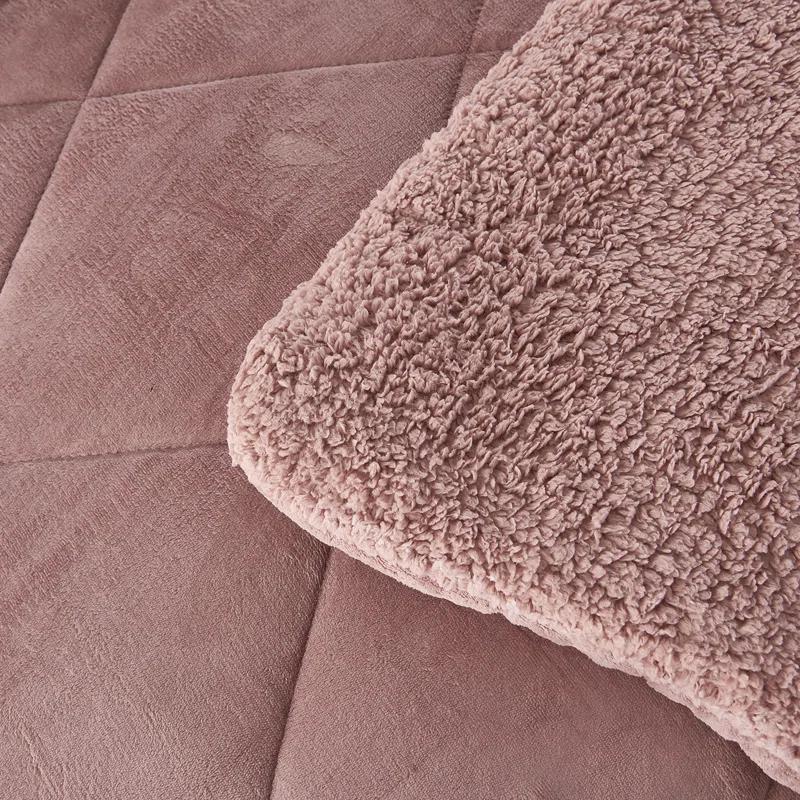 JML JML BorregoSolid1024 Microfiber Reversible 3 Piece Comforter Set, Sherpa Flannel Fleece Bed Blanket, King/Queen