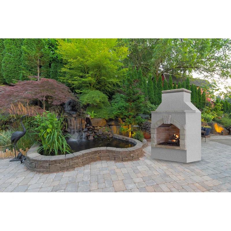 Cal Flame Square Stucco Propane Smokeless Outdoor Fireplace