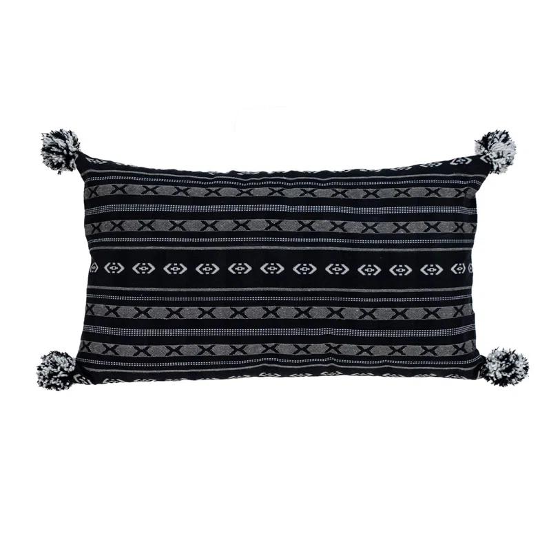 Parkland Collection Raven Pom-poms Cotton Reversible Throw Pillow