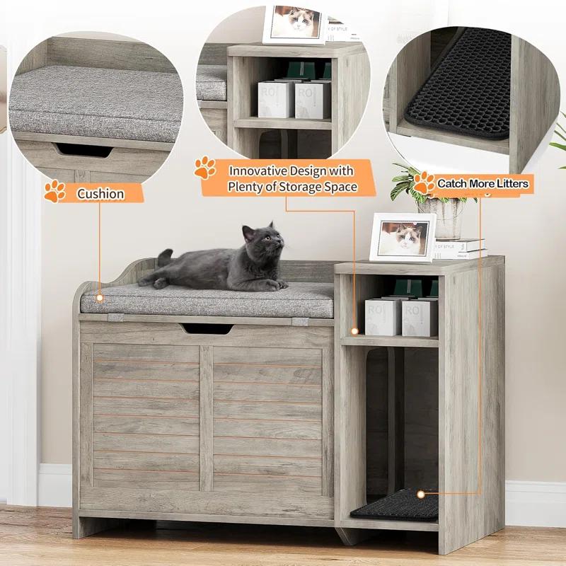 Archie & Oscar™ Cat Litter Box Enclosure Furniture, Cat Washroom Hidden Furniture