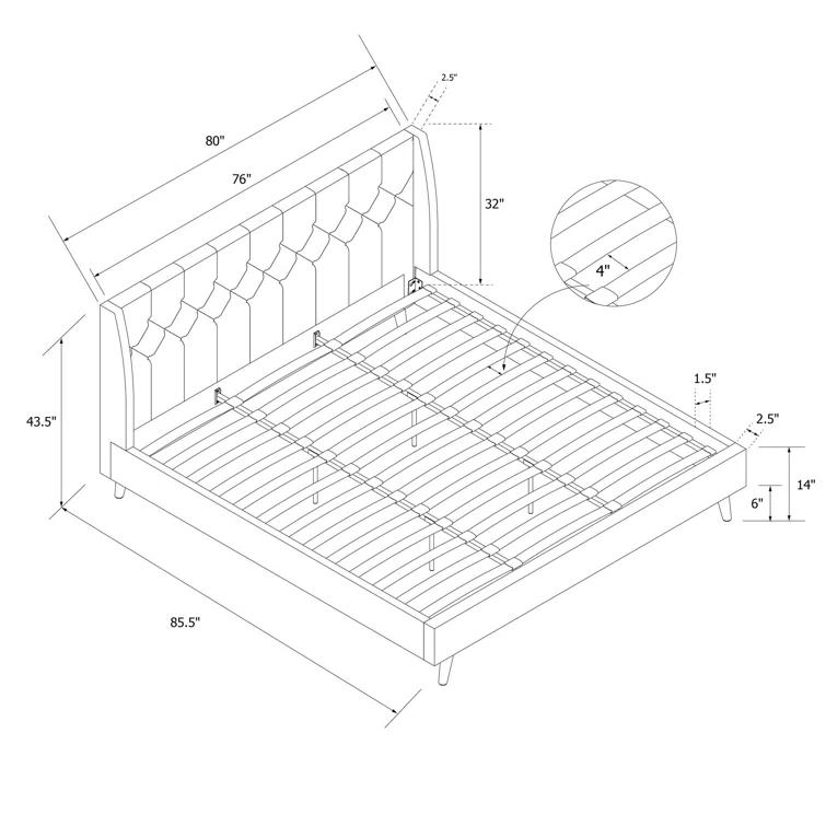 Novogratz Her Majesty Upholstered Wingback Bed