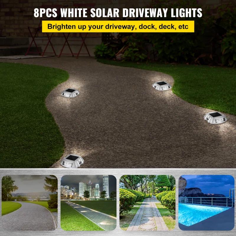 VEVOR Solar Dock Lights Low Voltage Solar Powered Integrated LED Metal Pathway Light Pack (Set of 8)