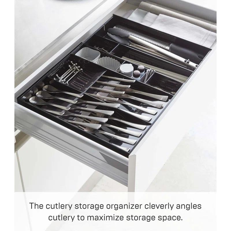 Yamazaki Home Yamazaki Home Expandable Cutlery Kitchen Utensils Storage Multi-Compartment Silverware Organizer