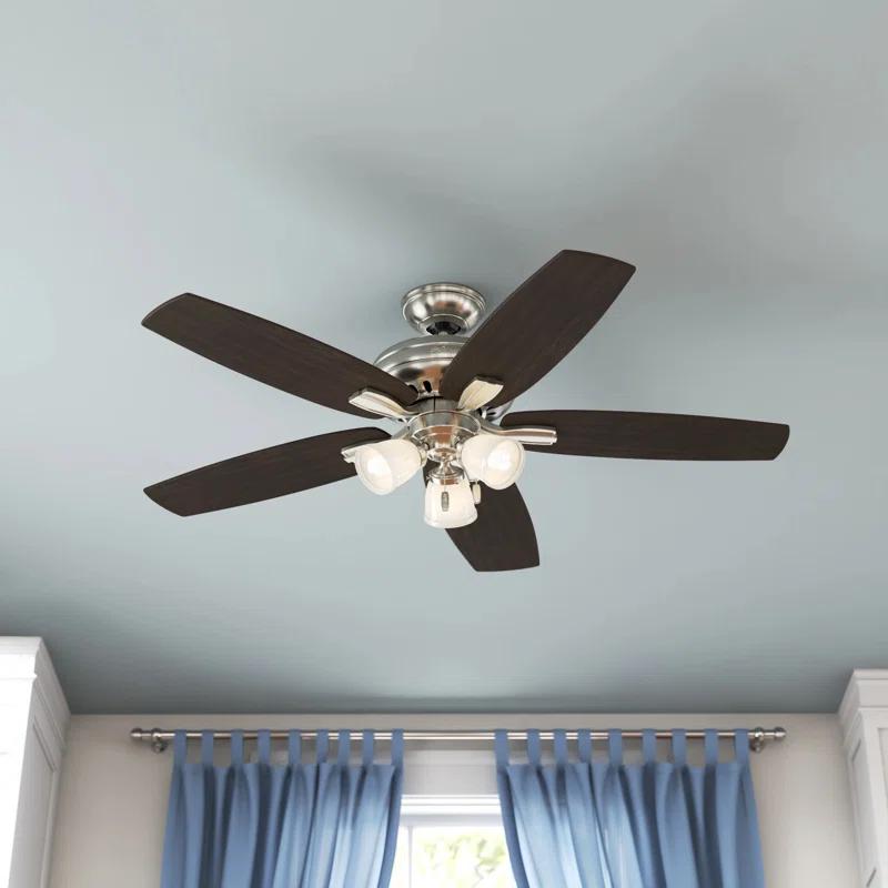 52" Newsome 5 - Blade Standard Ceiling Fan with Pull Chain and Light Kit Included