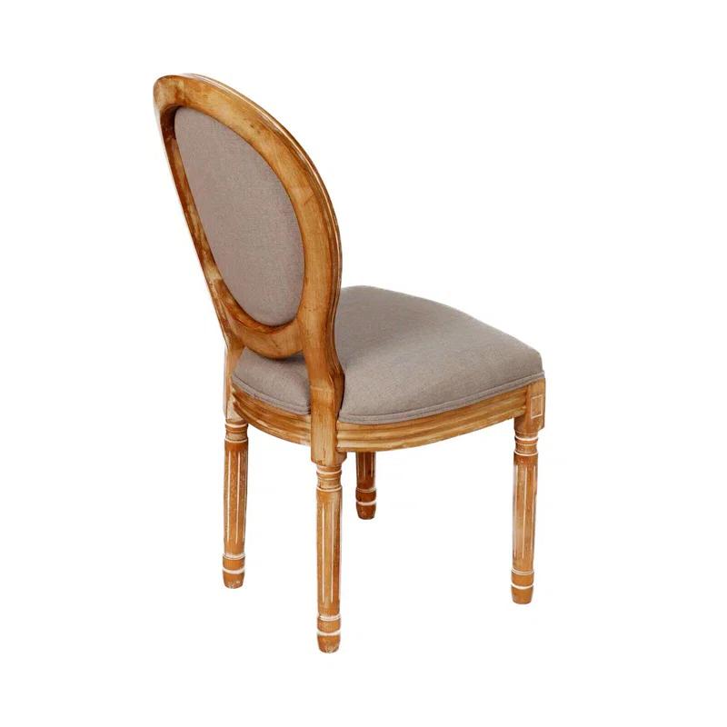 2PC French Country Dining Chairs with Round Back,Solid Wood Legs, Accent Side Chairs