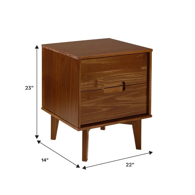 George Oliver Solid Wood Groove 2-Drawer Nightstand