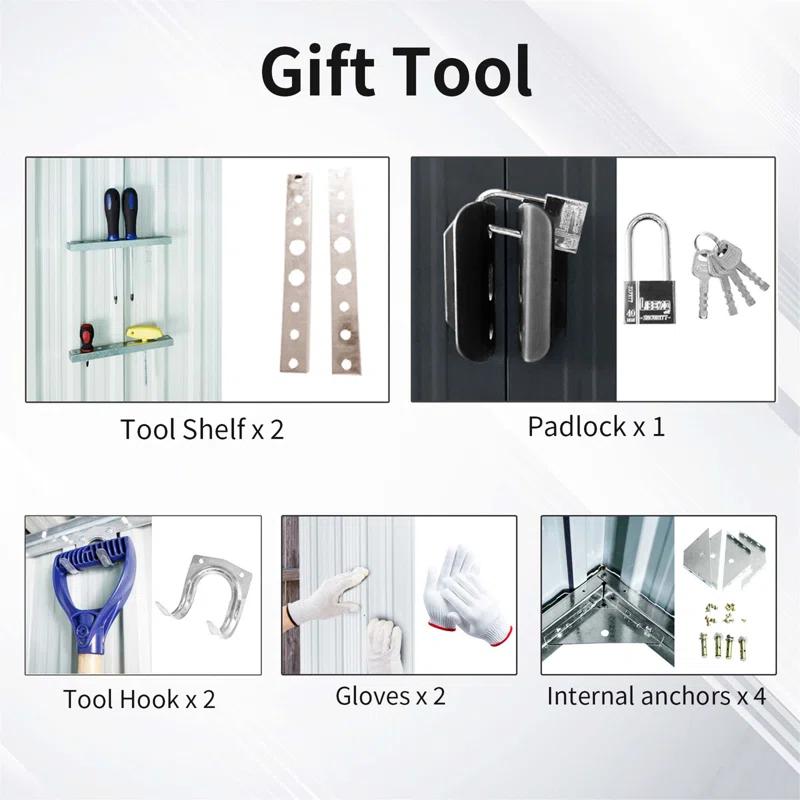 HomeViewto 6Ft X 5Ft Outdoor Metal Storage Shed With Window Transparent Plate