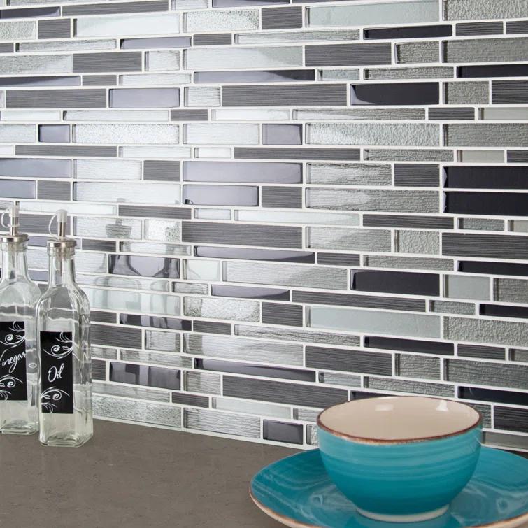 Ackland Metro Gris Blend Interlocking Random Sized Mixed Material Glass Mosaic Tile