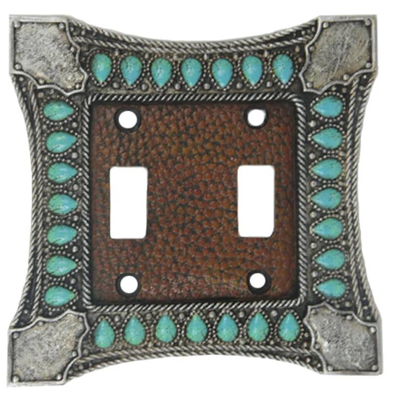 Paseo Road by HiEnd Accents Amelia Turquoise Double Wall Switch Plate, 5.5x4.75 inch