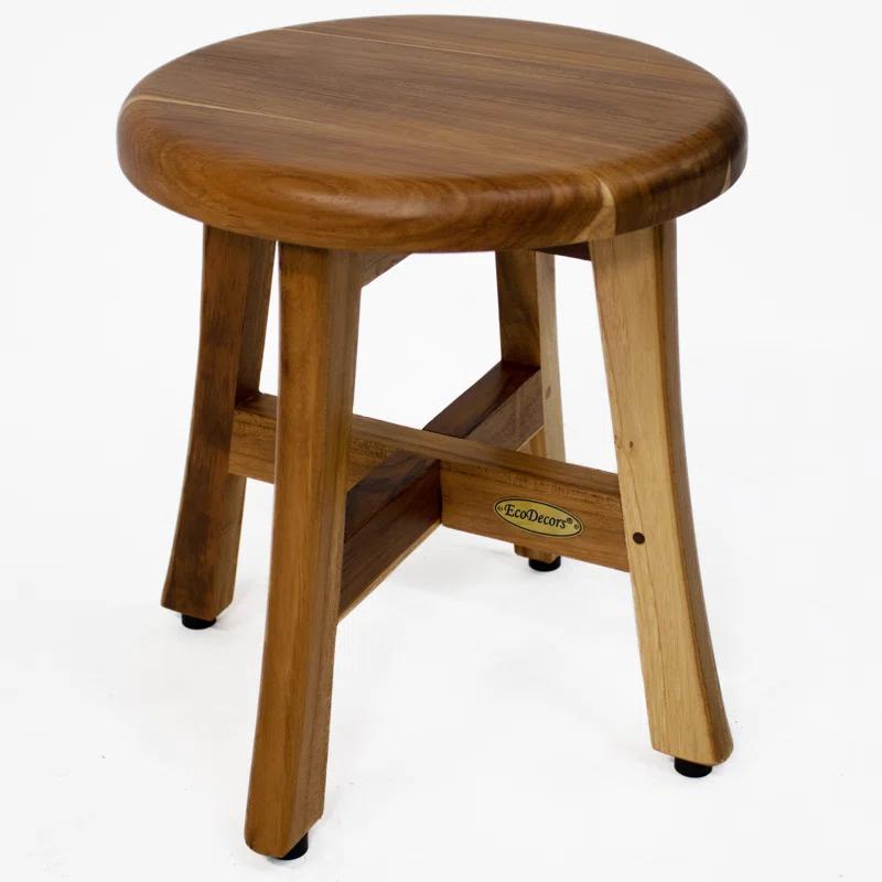 EcoDecors EcoDecors' Shoji 13.5" H Teak Shower Footstool. Foot Stool for Shower, Shower Stool 12" W, in Earthy Teak