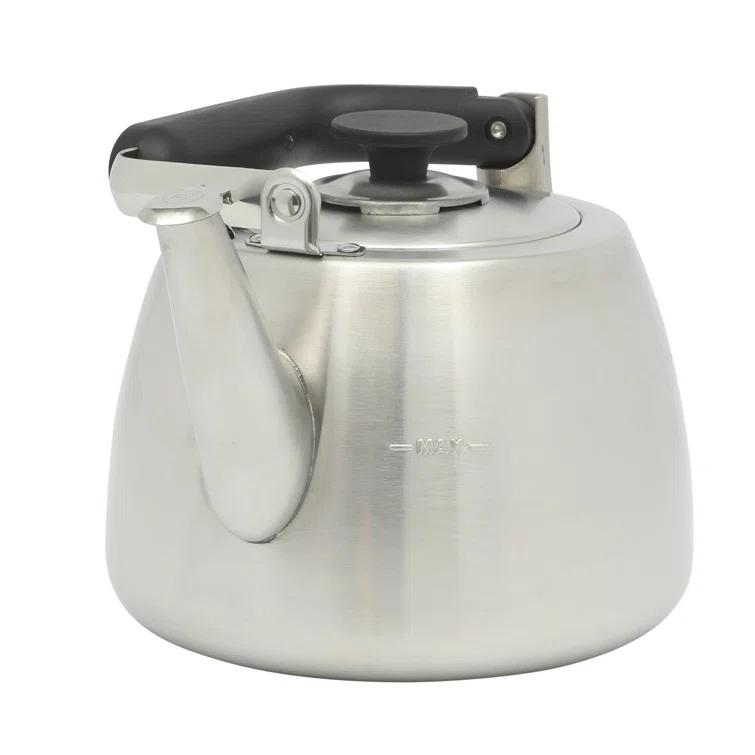 Sur La Table Kitchen Essentials Sur La Table Kitchen Essential Large 2 QT Heavy Gauge Brushed Stainless Steel Whistling Tea Kettle