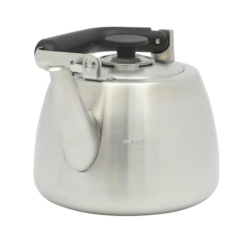 Sur La Table Kitchen Essentials Sur La Table Kitchen Essential Large 2 QT Heavy Gauge Brushed Stainless Steel Whistling Tea Kettle