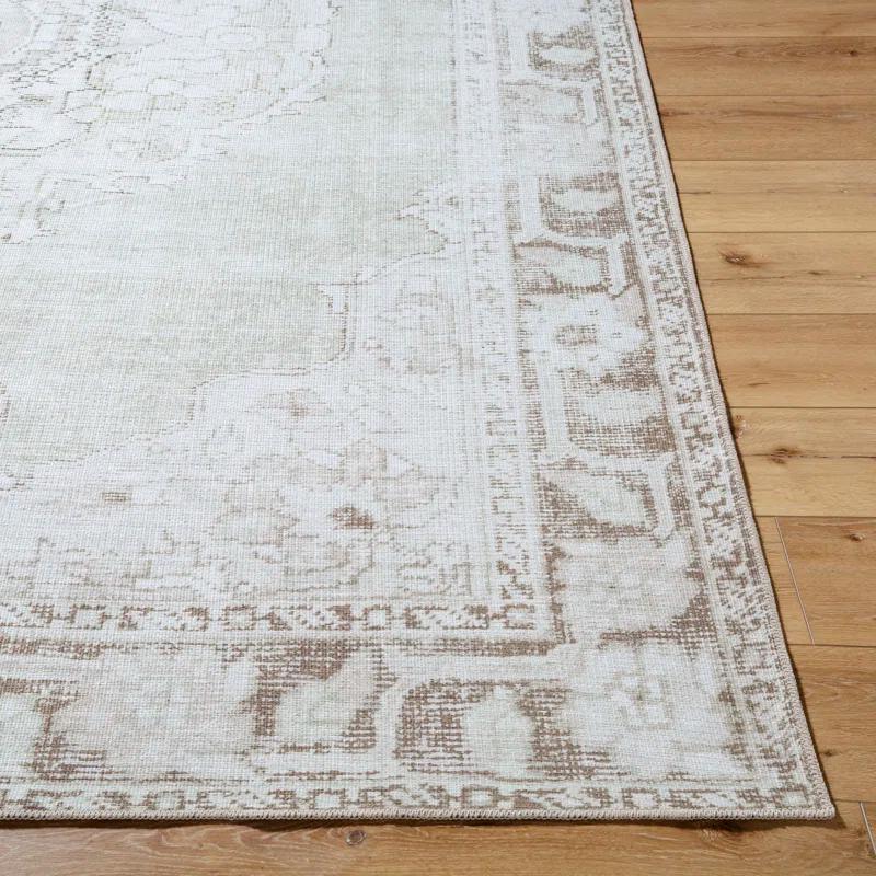 Our PNW Home x Livabliss Our PNW Home x Livabliss Machine Washable Oriental Boho Cream Light Brown Area Rug