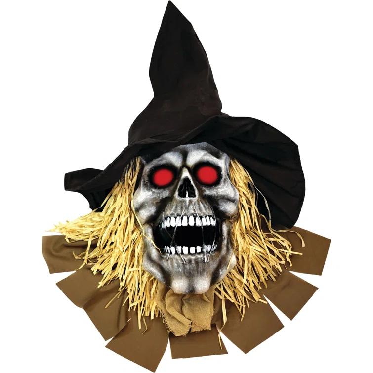 Haunted Hill Farm Haunted Hill Farm 15-ft. Animatronic Scarecrow for covered outdoor Halloween decoration