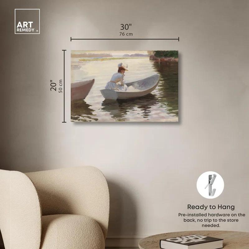 Art Remedy Woman in a Rowing Boat Canvas Classic Female Portraits by Art Remedy