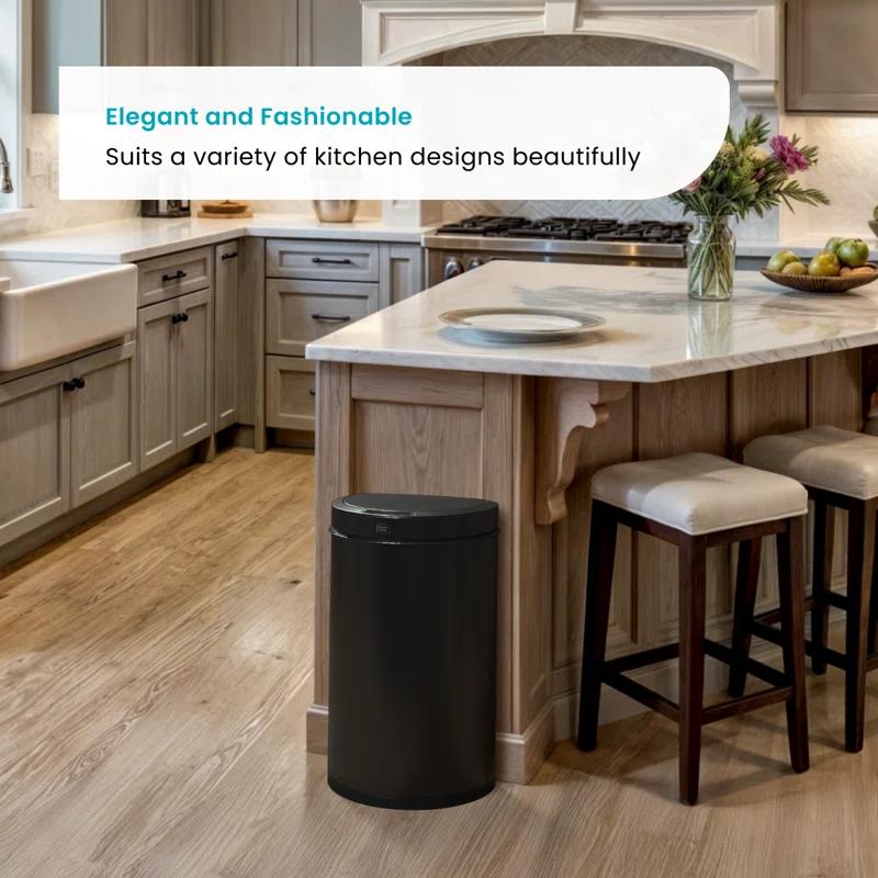 Home Zone Living 13 Gallon Automatic Trash Can With Motion Sensor, Black