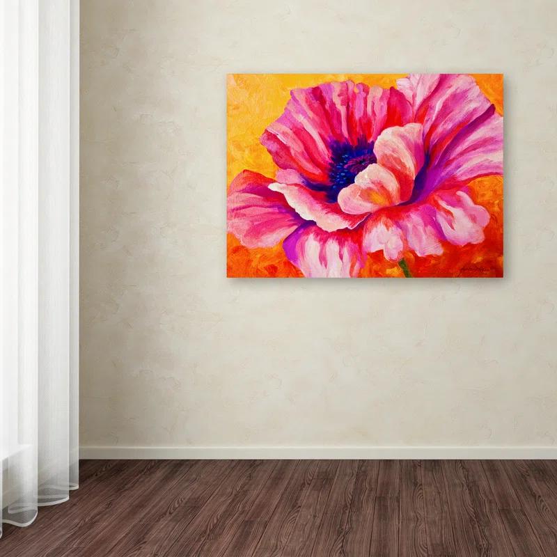 Trademark Fine Art Marion Rose " Pink Poppy " by Marion Rose Painting Print