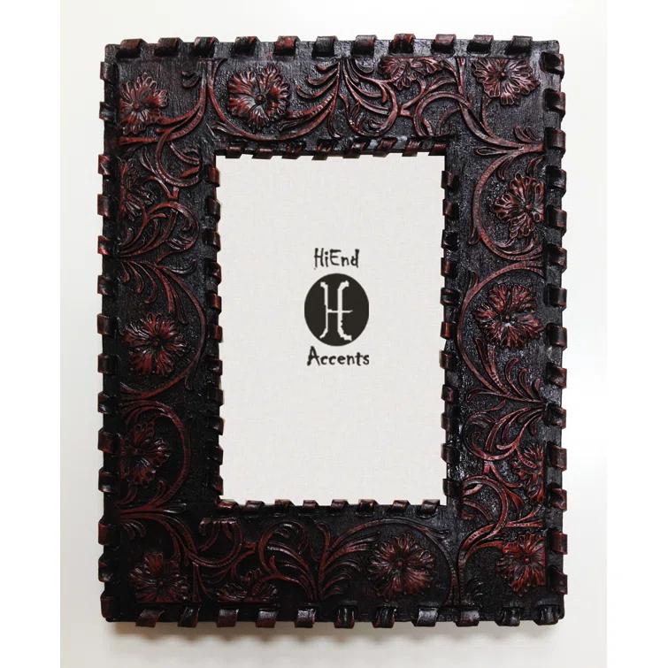 Paseo Road by HiEnd Accents Red Wood Embossed Picture Frame (Set of 2)