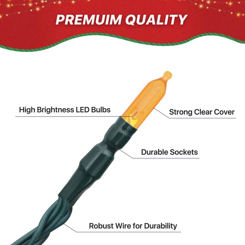 Bring Home Furniture 516" Halloween & Christmas Decorative 100-Bulb LED String Lights, Outdoor Waterproof, Reusable
