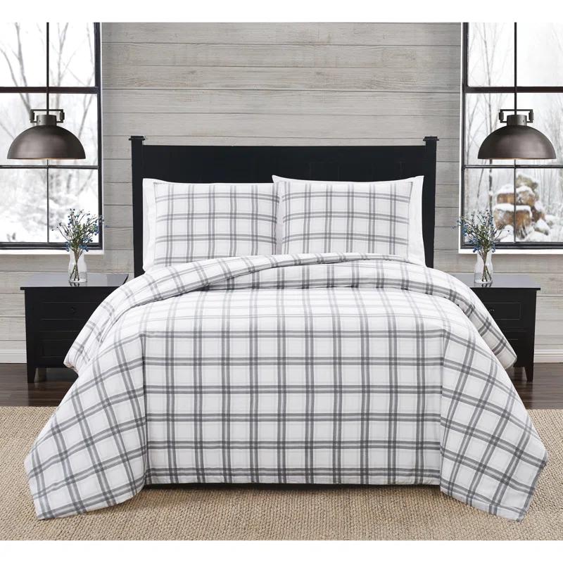 London Fog London Fog Plaid Flannel Duvet Cover Set