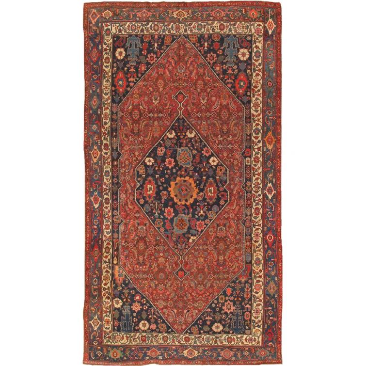 Pasargad Azerbaijan One-of-a-Kind Rectangle 7'7" X 13'10" 1910s Wool Area Rug in Black/Firebrick