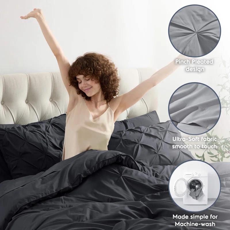 Nestl Bed-in-A-Bag Pleated Comforter Set with Bed Sheets