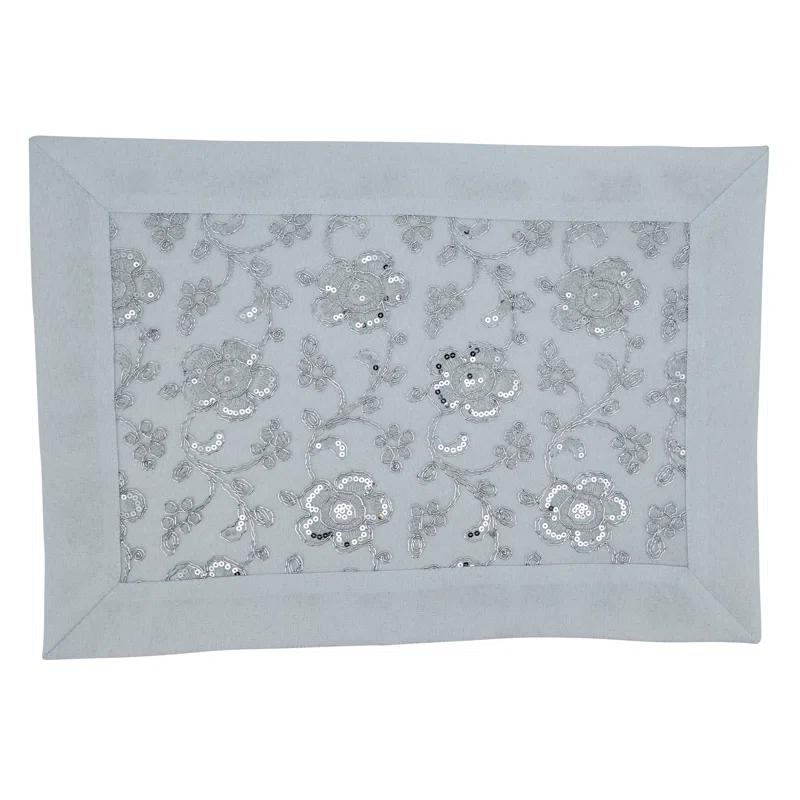 Saro Éloise Collection Polyester Embroidered Rectangle Placemat (Set of 4)