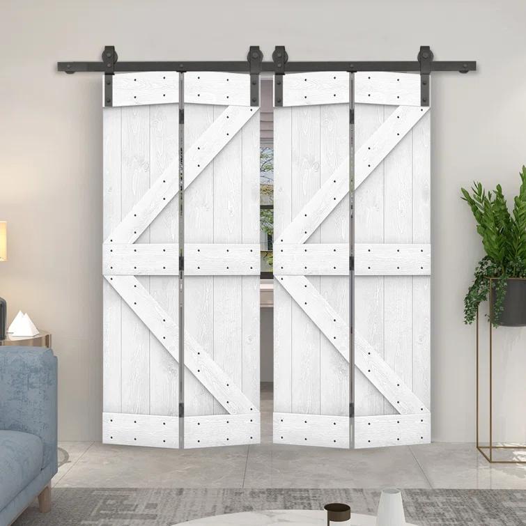 Calhome 84'' Solid Wood Barn Doors Painted without Installation Hardware Kit Barn Door