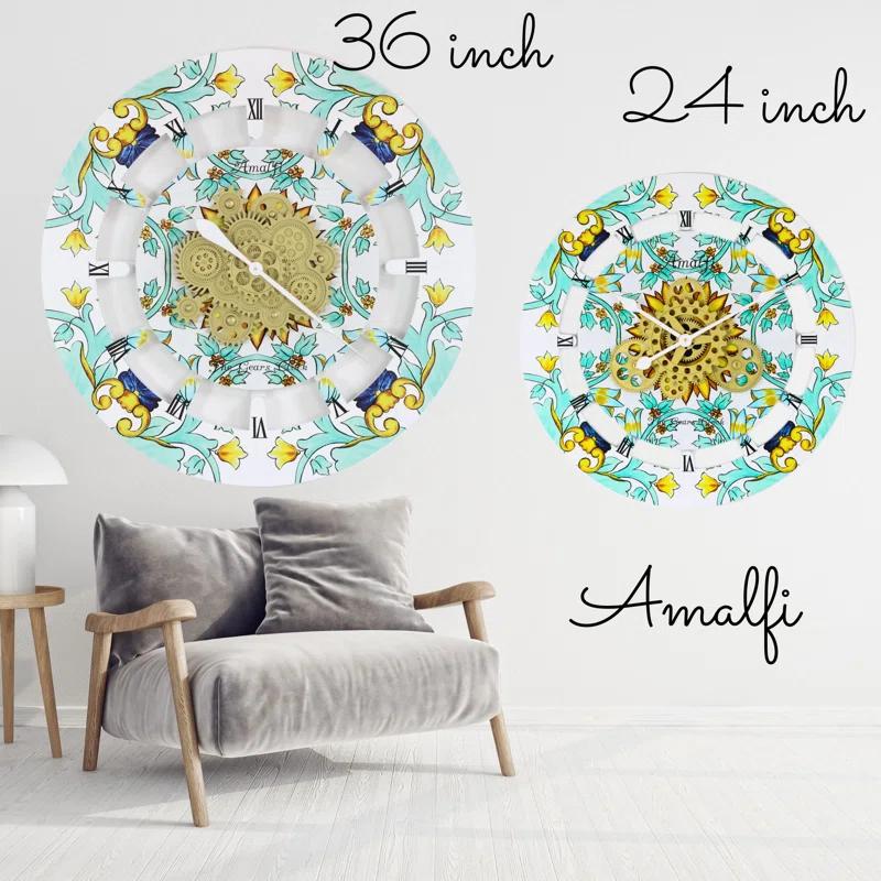 The Gears Clock Wall Clock Oversized 36" for Living Room with Real Moving Gears Italy Style | Wayfair