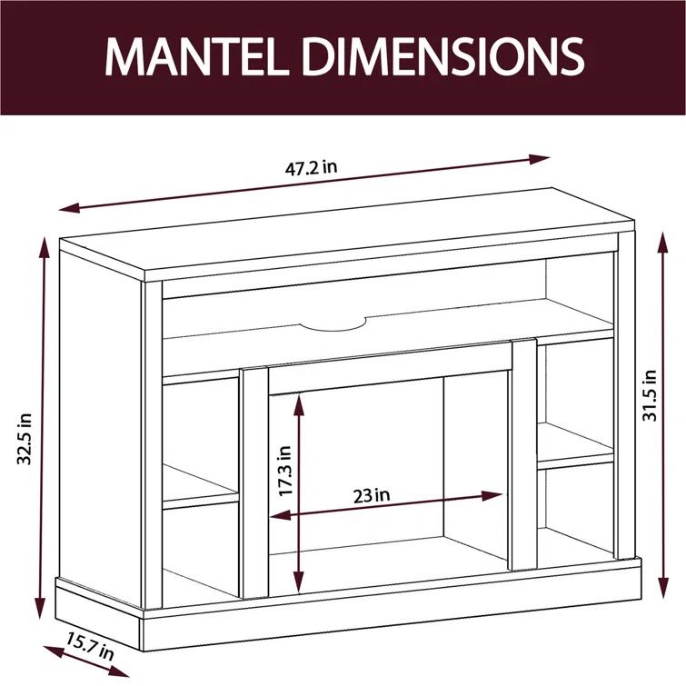 Cambridge Seville Freestanding Fireplace Mantel TV Stand with Storage Shelves and 1500W Electric Heater Insert