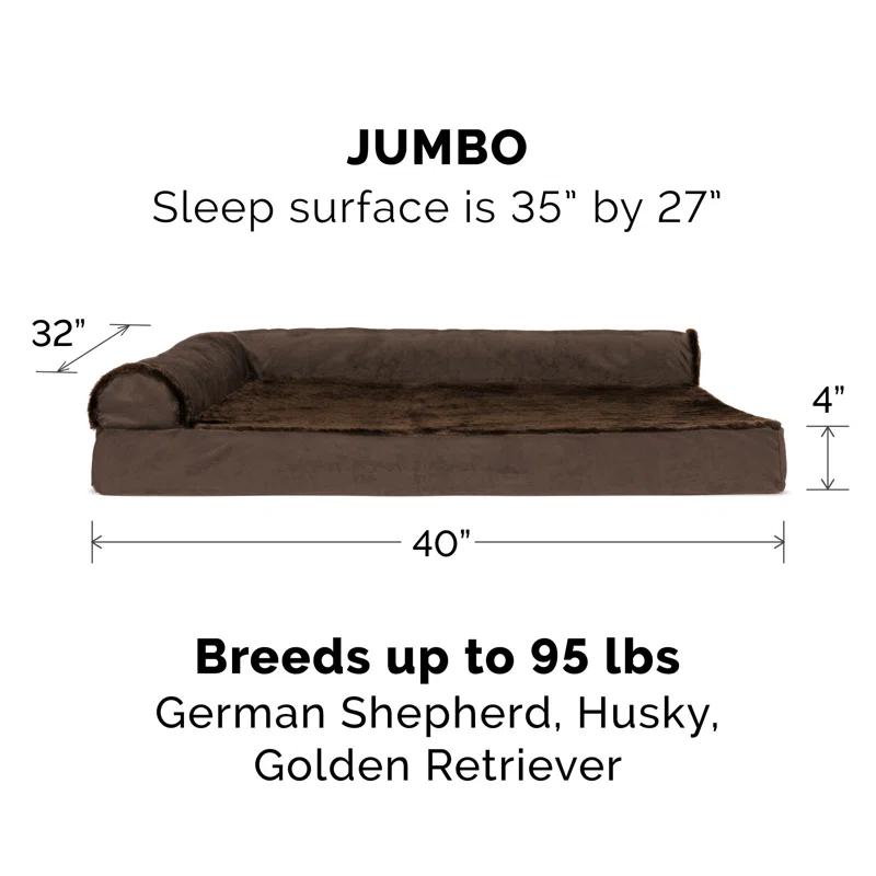 FurHaven Plush & Velvet Deluxe L-Chaise Orthopedic Pet Bed