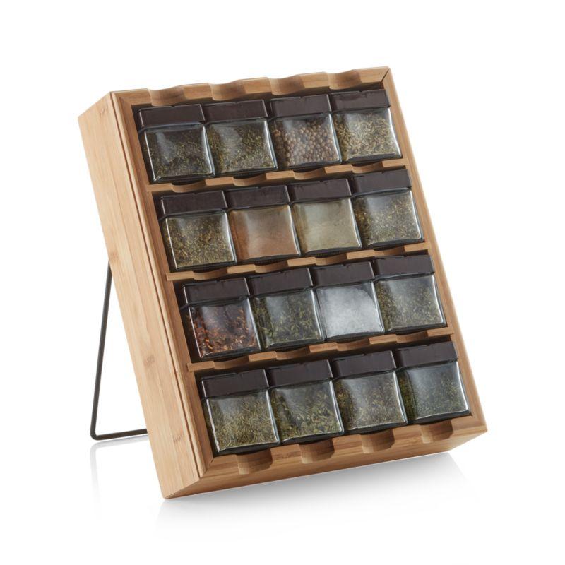 16-Cube Bamboo Spice Rack