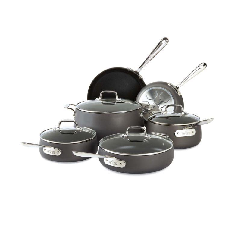 10-Piece Hard Anodized Nonstick Cookware Set with Stainless Steel Handles