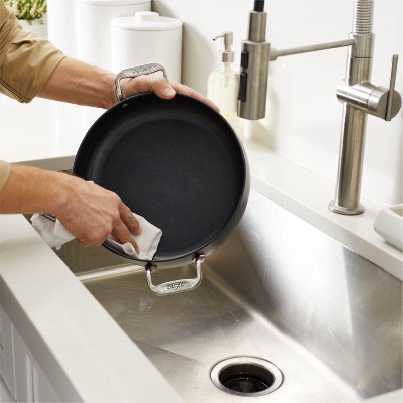 Black Hard Anodized Nonstick Pan with Acacia Spoon and Trivet