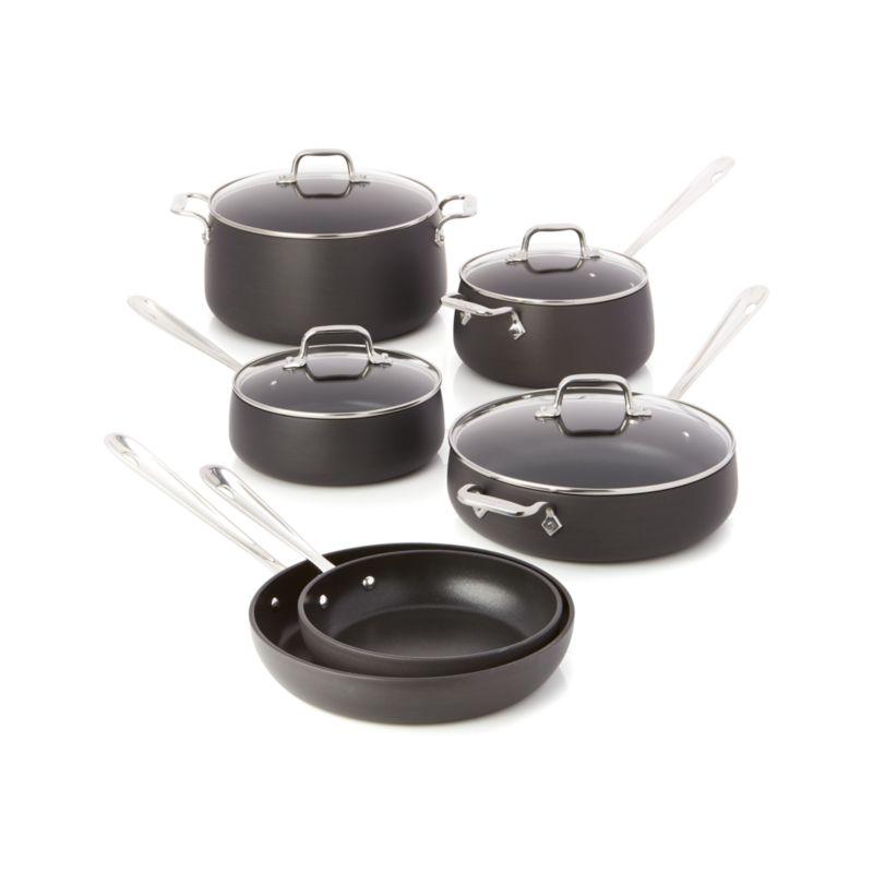 10-Piece Hard Anodized Nonstick Cookware Set with Stainless Steel Handles