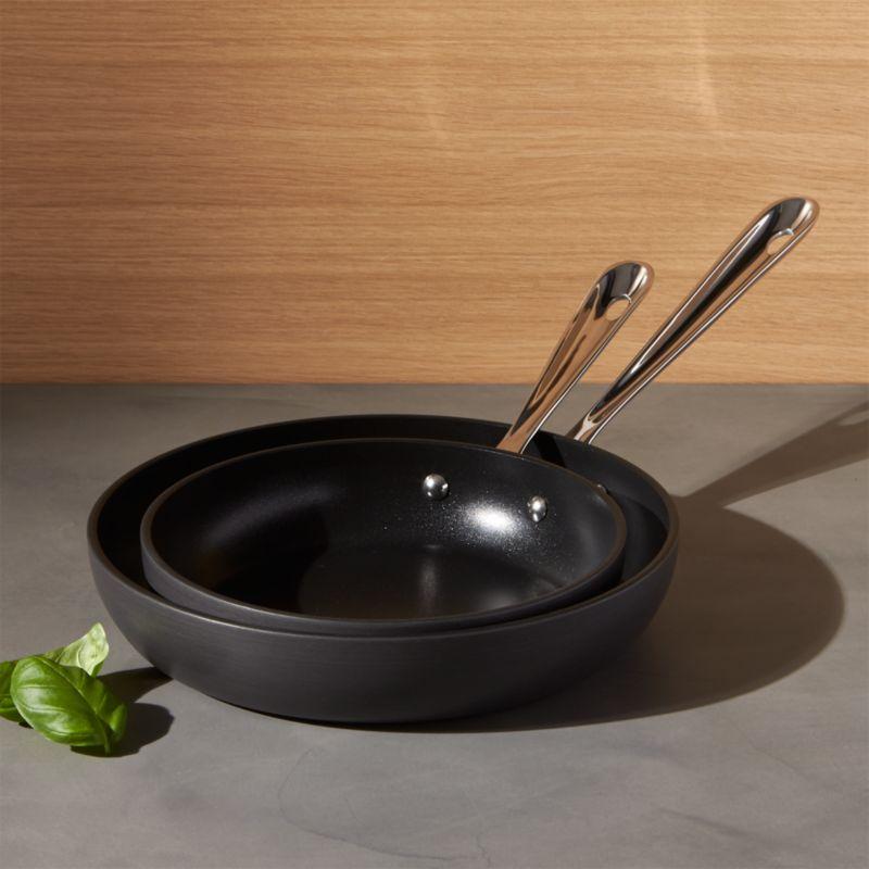 Black Aluminum Non-Stick 2-Piece Fry Pan Set