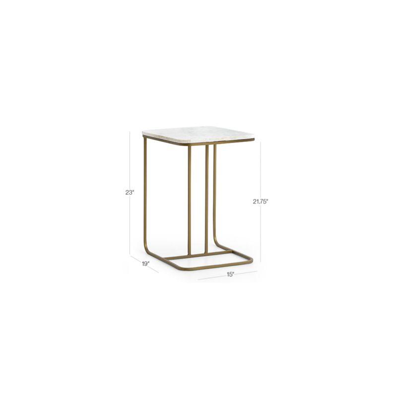 Marlow Polished White Marble and Matte Brass C-Table, 15x19x23 in