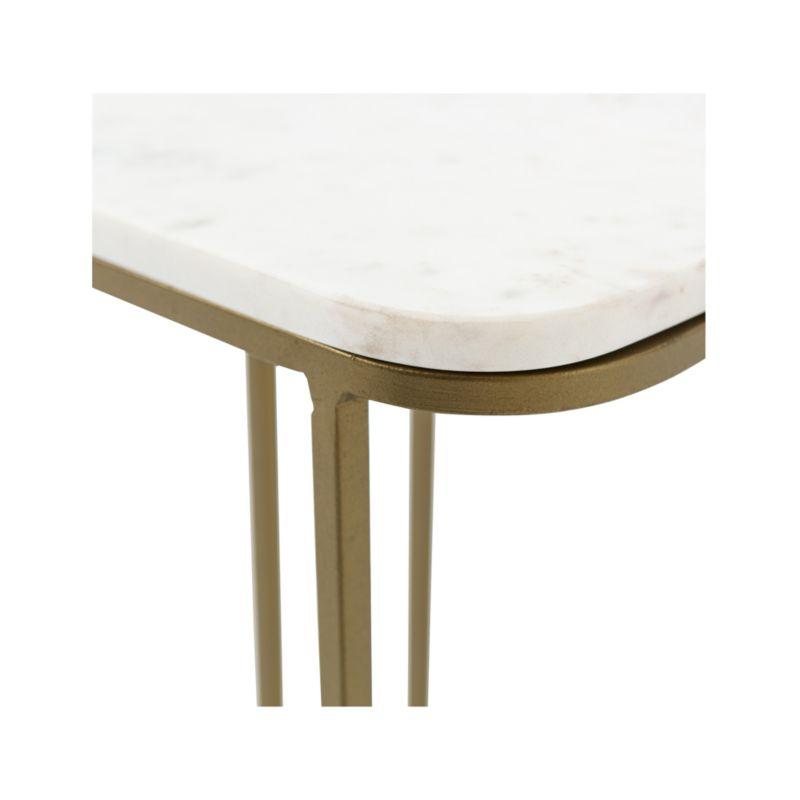 Marlow Polished White Marble and Matte Brass C-Table, 15x19x23 in