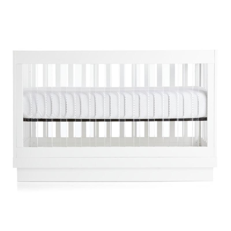 Babyletto Harlow White Acrylic 3-in-1 Convertible Baby Crib with Toddler Bed Conversion Kit