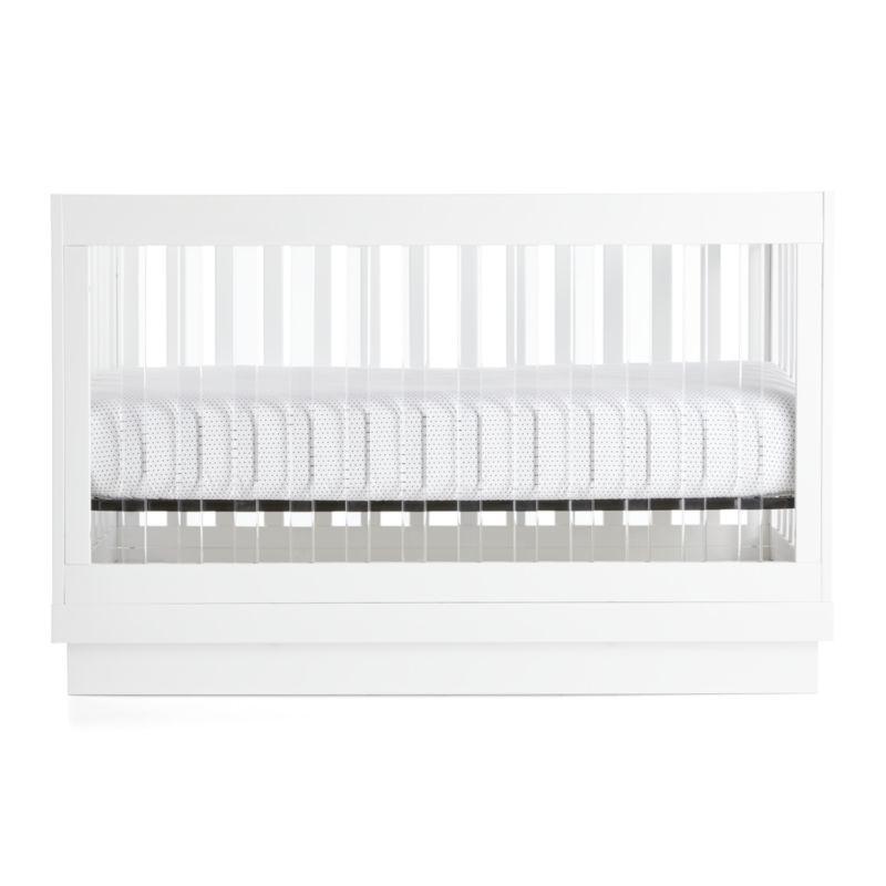 Babyletto Harlow White Acrylic 3-in-1 Convertible Baby Crib with Toddler Bed Conversion Kit