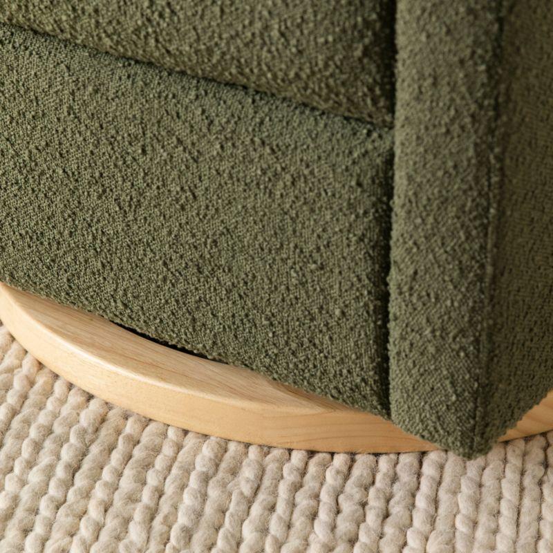 Babyletto Kiwi Olive Green Boucle Nursery Power Glider Recliner Chair with Light Wood Base