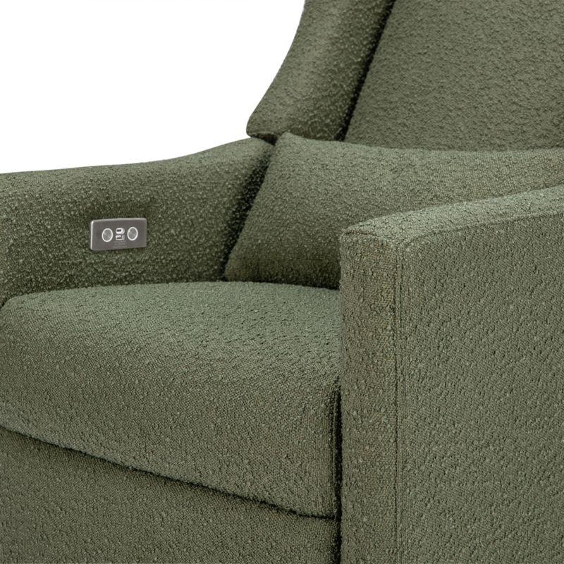 Babyletto Kiwi Olive Green Boucle Nursery Power Glider Recliner Chair with Light Wood Base