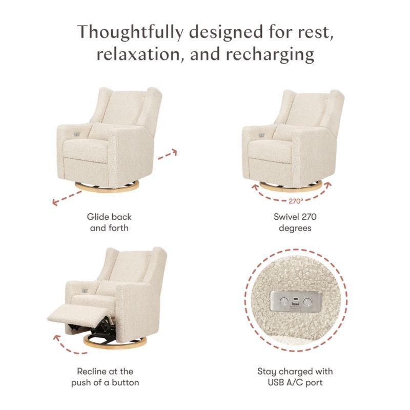 Babyletto Kiwi Almond Teddy Loop Nursery Power Glider Recliner Chair with Light Wood Base