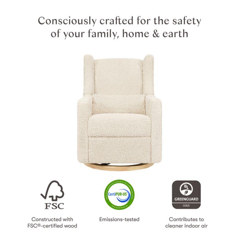 Babyletto Kiwi Almond Teddy Loop Nursery Power Glider Recliner Chair with Light Wood Base