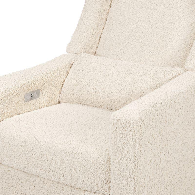 Babyletto Kiwi Almond Teddy Loop Nursery Power Glider Recliner Chair with Light Wood Base